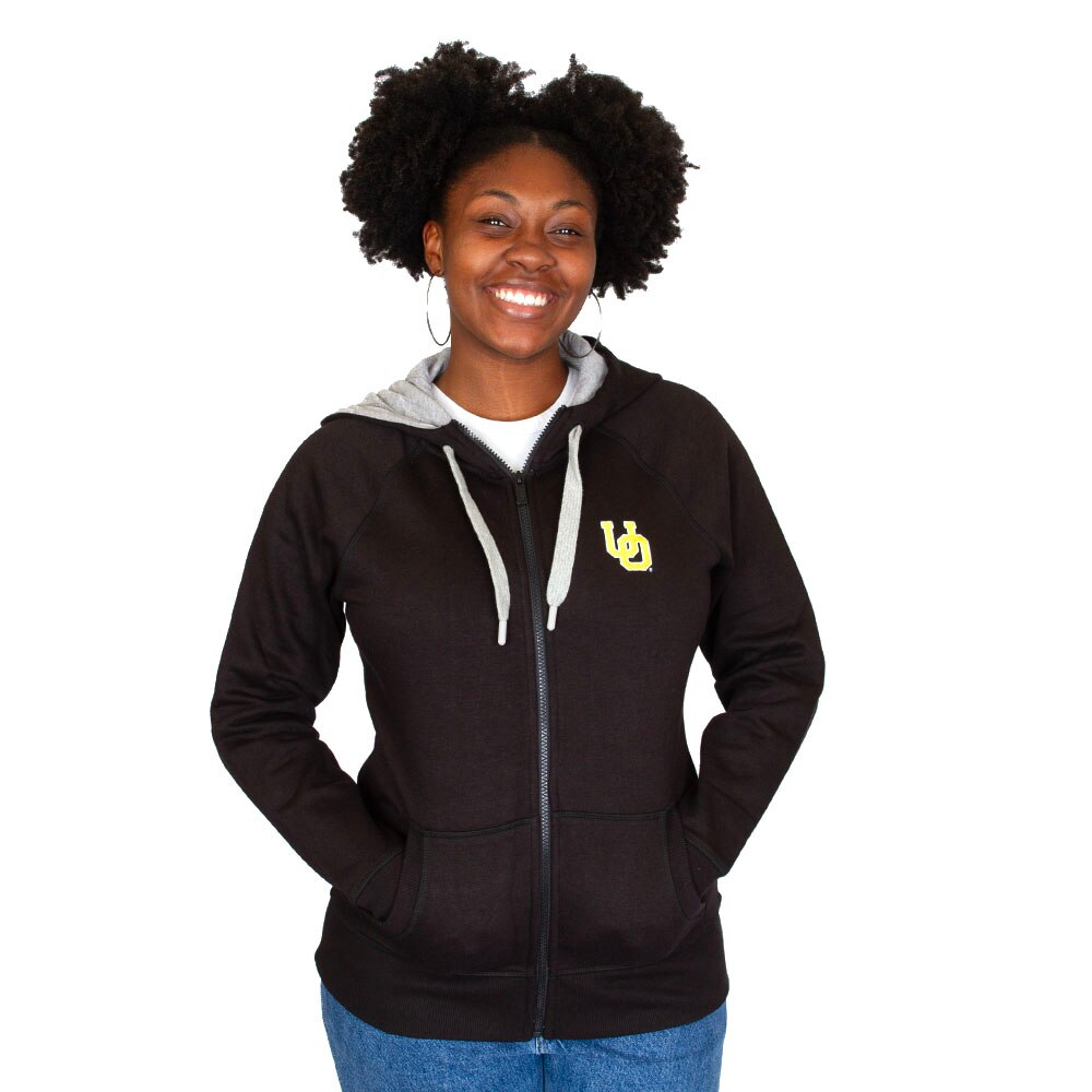 Interlocking UO, Antigua, Black, Hoodie, Cotton Blend, Women, Victory, Pullover, Sweatshirt, 983422